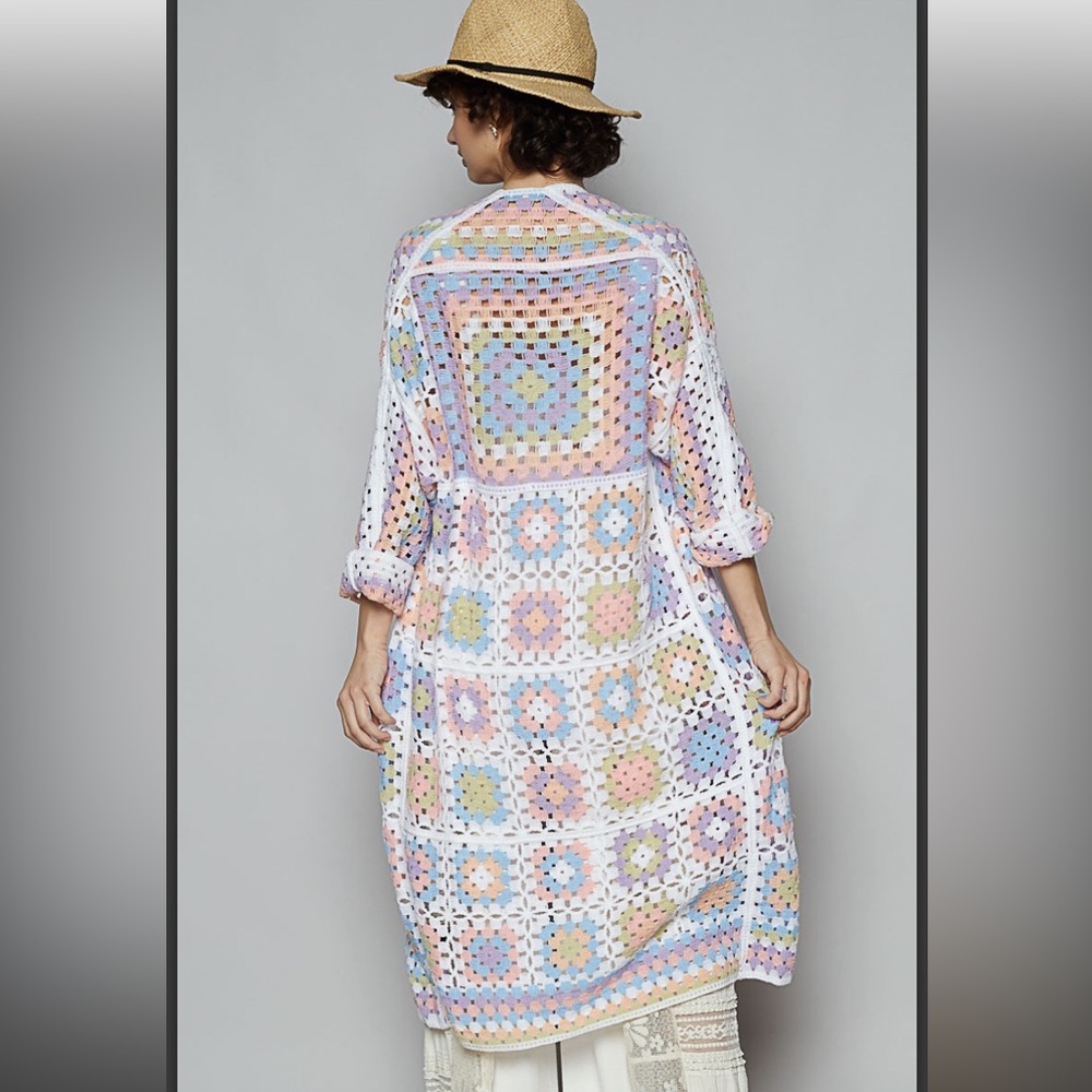 POL Multicolor Crochet Cardigan